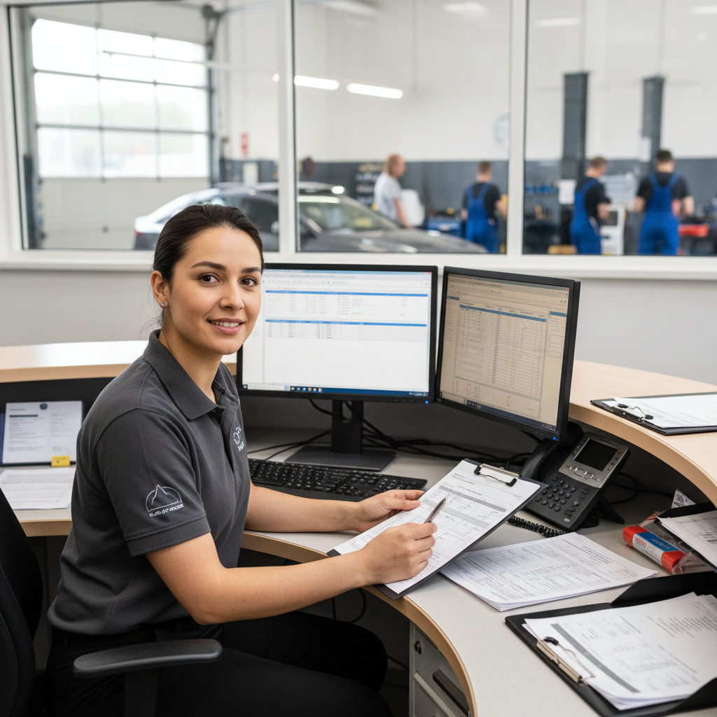 Conseillère administrative en garage automobile